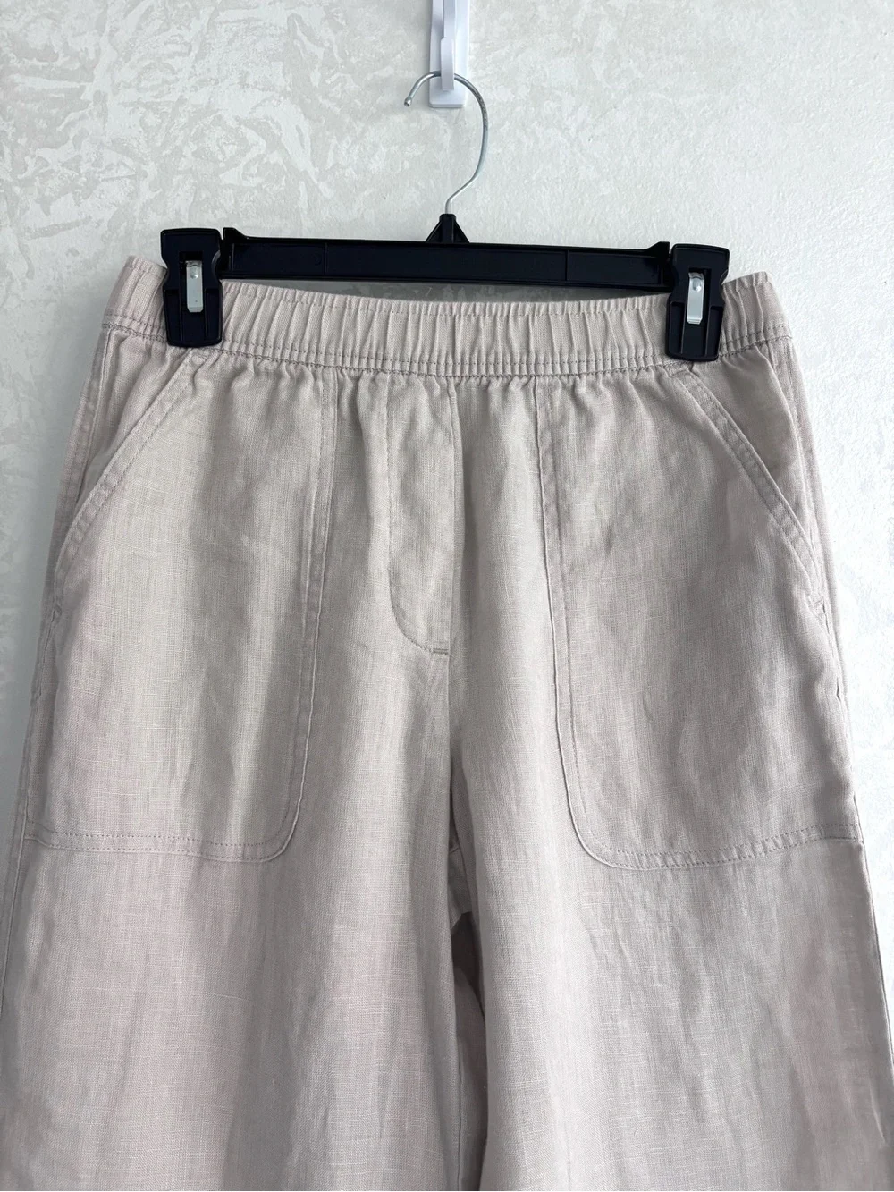 Zara Lightweight Elastic-Waist Linen Straight Leg Pants XS